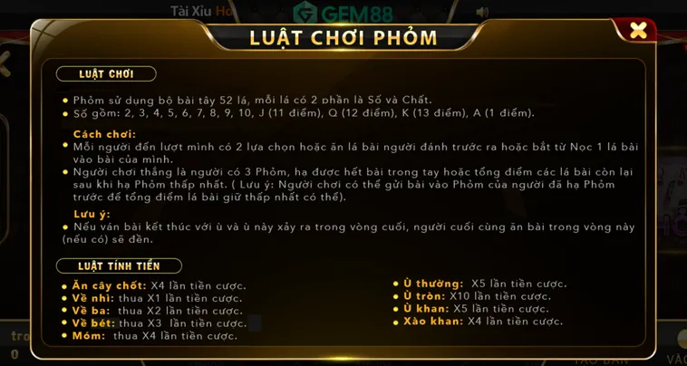 Phỏm Tại Gem88 Trải Nghiệm Đỉnh Cao Nhận Thưởng Tiền Tỷ Mỗi Ngày Siêu Hấp Dẫn