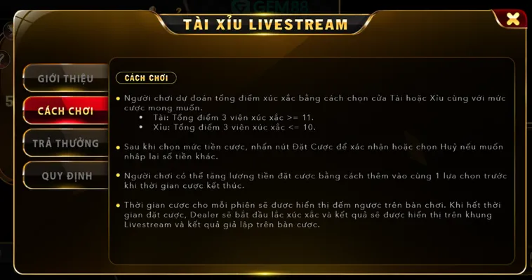 Bứt Phá Giới Hạn Với Siêu Phẩm Tài Xỉu Live Tại Gem88 Đỉnh Cao