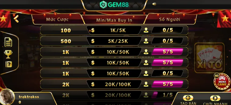 Khám Phá Trò Chơi Xì Tố Tại Gem88 Với Đẳng Cấp Cá Cược Hiện Đại