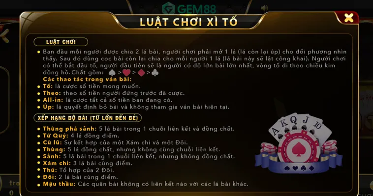 Khám Phá Trò Chơi Xì Tố Tại Gem88 Với Đẳng Cấp Cá Cược Hiện Đại
